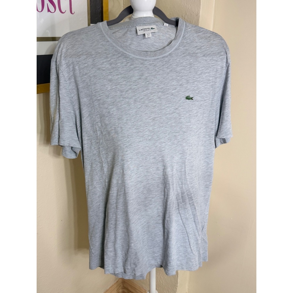 Lacoste Regular Fit Mens T-Shirt Gray Heather Short Sleeve Crewneck Logo FR 5 L
